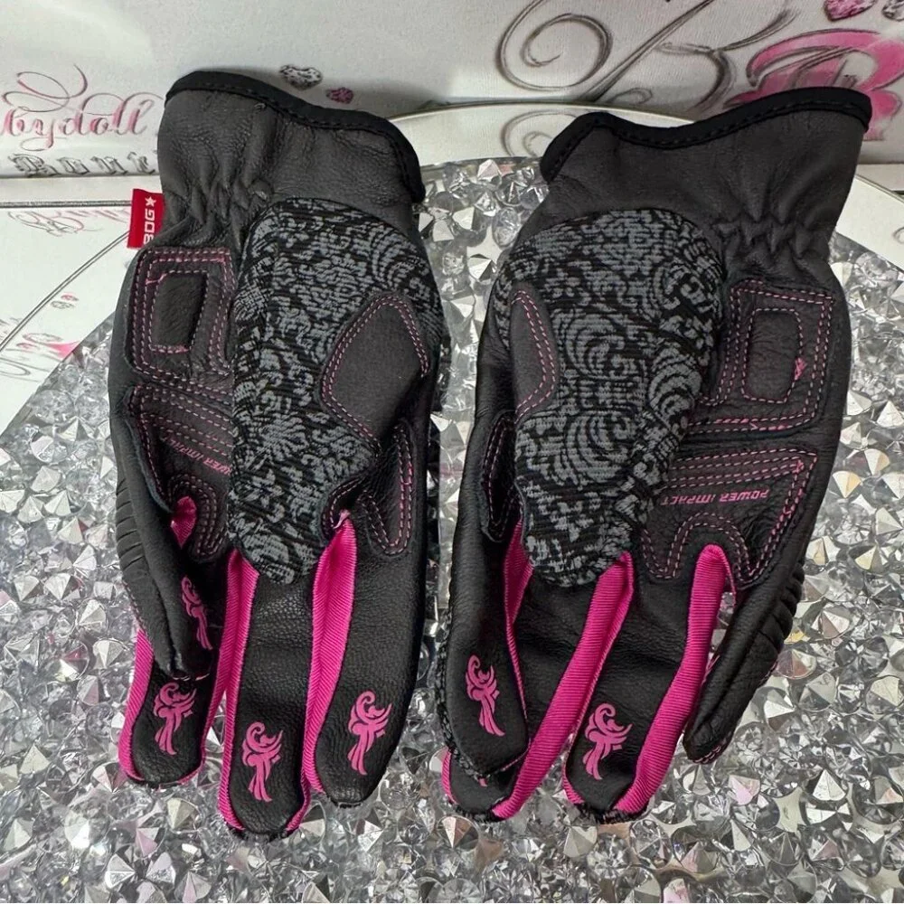 Bob dale gloves pink goat skin leather moveable work gloves mitts working padded